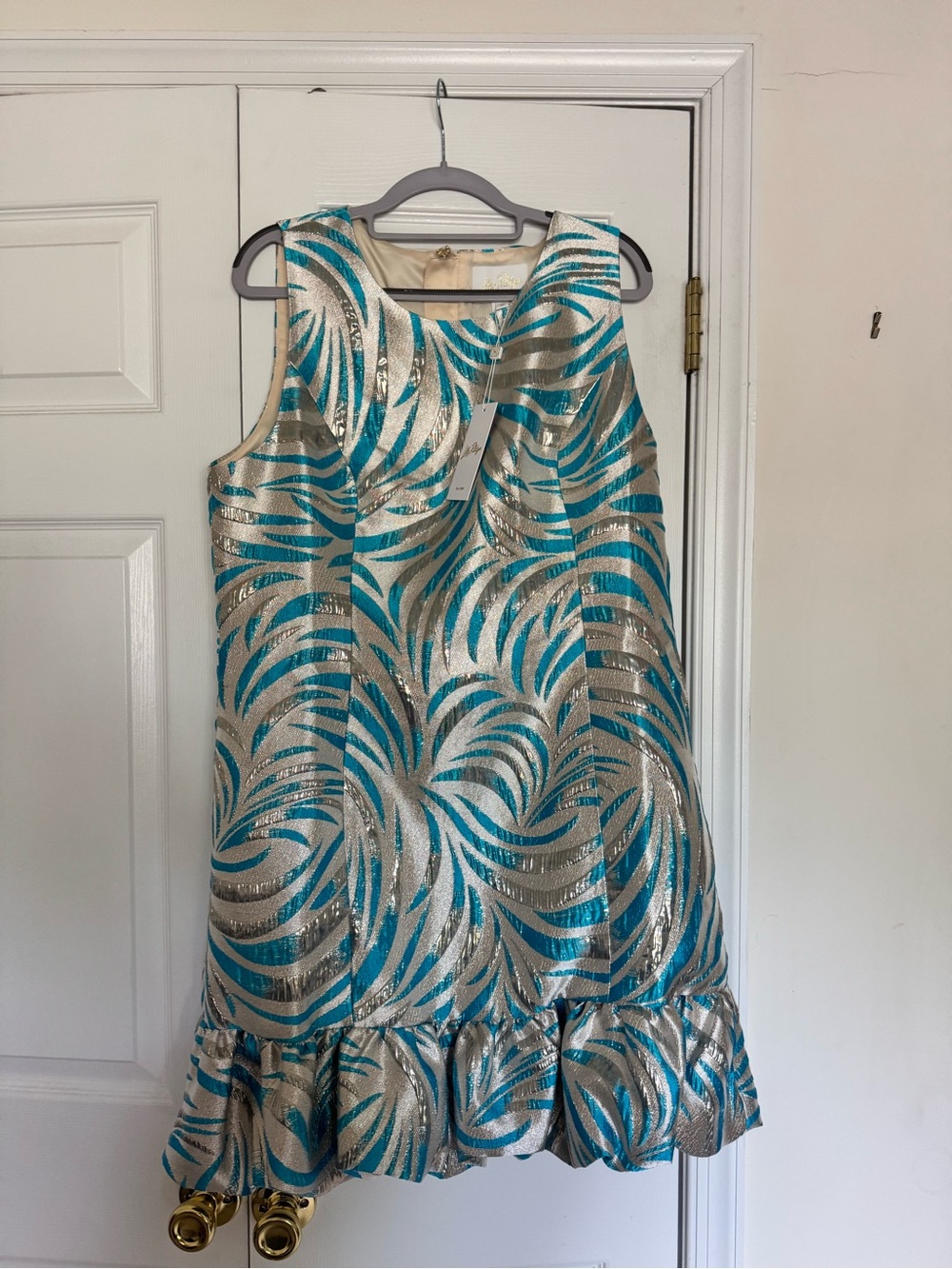 Lilly Pulitzer Faylinn Shift Dress Breezy Aqua Midnight Sparks Brocade NWT